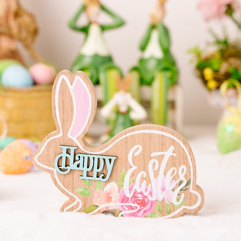 Décorations de lapin de Pâques Ornements en bois