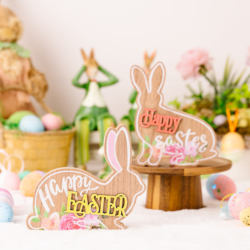 Décorations de lapin de Pâques Ornements en bois