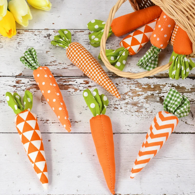 1/5pcs Easter Carrot Ornaments 2025 Spring Easter Party Decoration for Home Kids Birthday Favors Gift Soft Artificial Carrot Toy