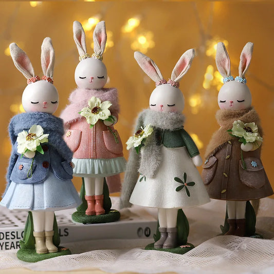 Décorations de table en résine en forme de lapin mignon de dessin animé de Pâques, style forêt, pour enfants, joyeux 1er 2e anniversaire, cadeau pour filles