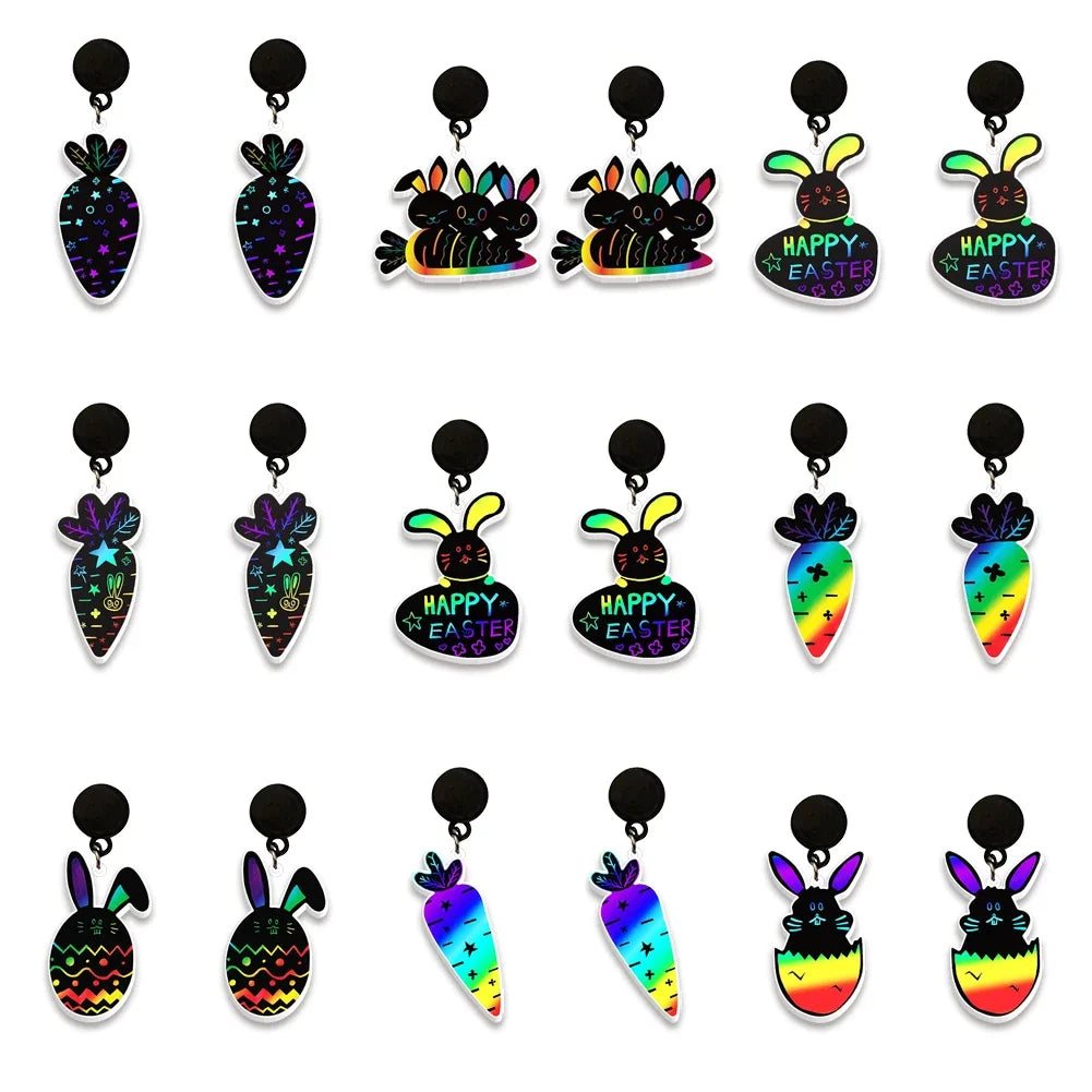 Acrylic Hook Earrings Easter Black Rabbit Black Dangle Earrings Charm Gifts Accessories