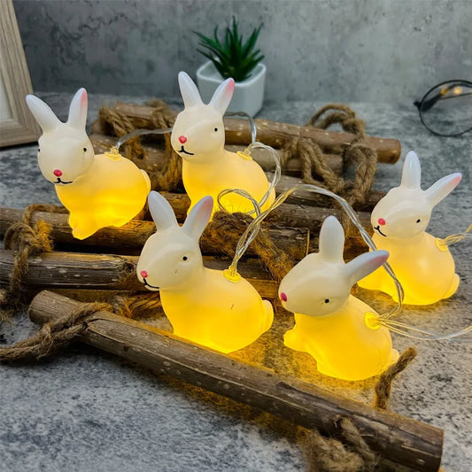 Easter Bunny String Lights Rabbit Shaped Fairy Lights Battery Operated Home Party Decor Night Lamp Bedroom Outdoor Decoration