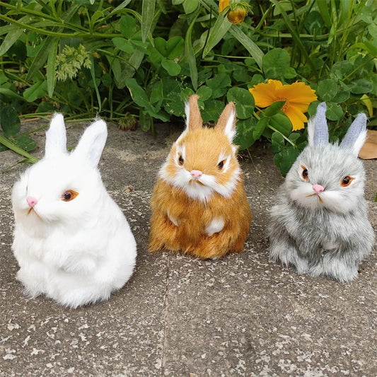 New 3 Kinds Cute Animal Easter Bunny Simulation Furry Squatting Rabbit Christmas Day Birthday Gift Home Wedding Decoration Toys