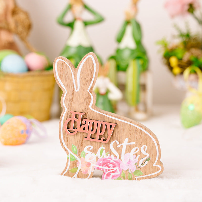 Décorations de lapin de Pâques Ornements en bois