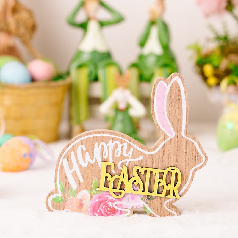 Décorations de lapin de Pâques Ornements en bois